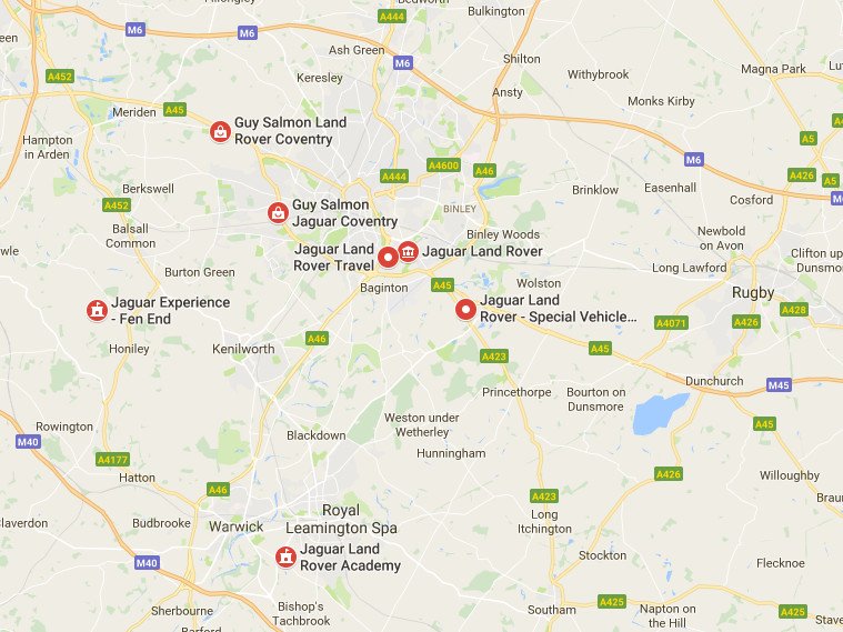 Jaguar Land Rover sites in Coventry