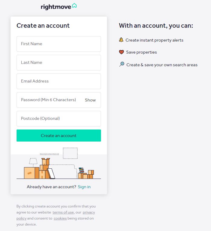 create rightmove account